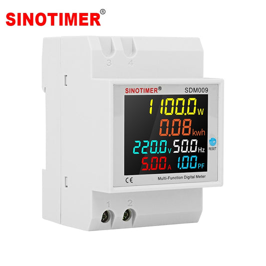 Din Rail LCD Digital Voltmeter Voltage Current Power Wattmeter Electric Energy kWh Meter Frequency Volt Amp Monitor AC 220V 110V